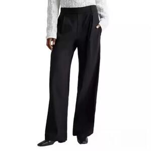 VINCE Linen Blend Wide Leg Pleated Pull On Trouser Pants Womens XS Black